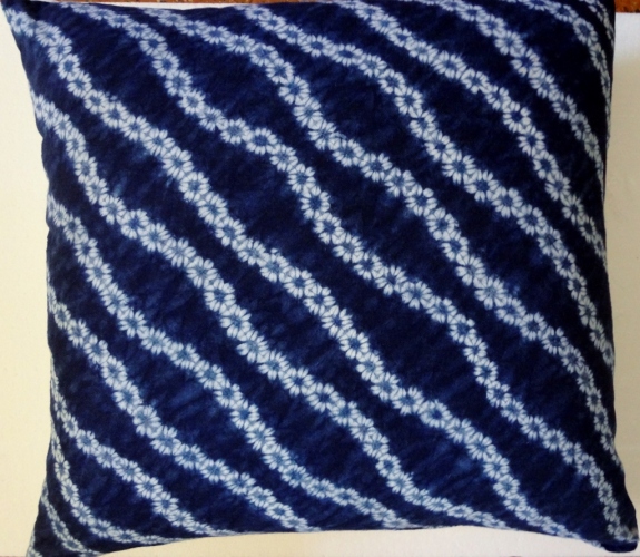 Japanese shibori pillow in indigo