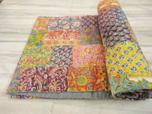 patchwork kantha bedcover