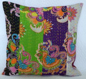 patchwork kantha pillow cover